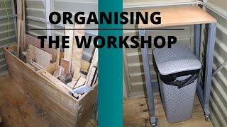 BUILDING A WORKSHOP  PART 3  ORGANISING THE WORKSHOP  STORAGE FOR SCRAP WOOD AND A TABLE