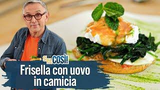 Frisella con uovo in camicia spinaci croccanti e mozzarella - Si fa così  Chef BRUNO BARBIERI