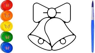 How to draw a bell and a bow for kids?