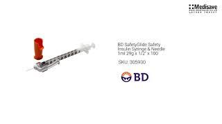 BD SafetyGlide Safety Insulin Syringe Needle 1ml 29g x 1 2 x 100 305930