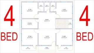 HOUSE PLAN DESIGN  EP 211  1200 SQUARE FEET 4 BEDROOMS HOUSE PLAN  LAYOUT PLAN