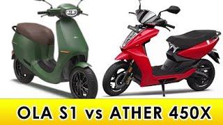 OLA S1 vs ATHER 450X  Comparison Between OLA S1 And ATHER 450X  Range Charging Time battery Speed