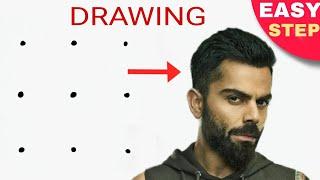 Dots turns into Virat Kohli Drawing  Virat Kohli outline drawing