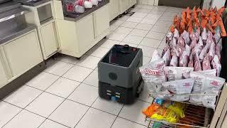 Sparky Jr scrubbing a C Store  Autonomous Cleaning Robot