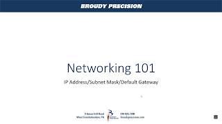 Networking 101 - IP AddressSubnet MaskDefault Gateway