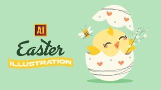 CREATE AN EASTER COMPOSITION CHICKEN EGG FLOWERS BEE  TUTORIAL IN ADOBE ILLUSTRATOR