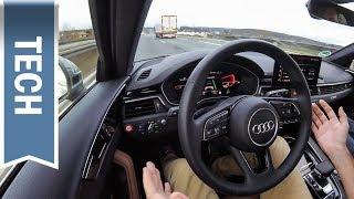 Assistenzpaket Tour im Audi A4 im Test Teilautonomes Fahren Tempolimitübernahme ACC & Lane Assist