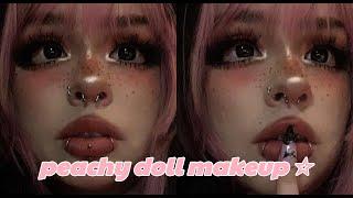 peachy & soft dolly makeup ‎‧₊˚