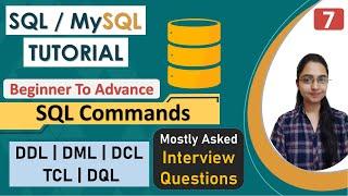 7-SQL Commands Example  DDL DML DQL DCL and TCL Commands in SQL  Interview Questions