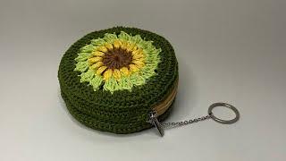 كروشيه محفظه دائريه الشكل بسوسته من بواقي الخيوط crochet wallet