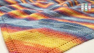 How to Knit a Diagonal Garter Stitch Baby Blanket  Rectangle or Square