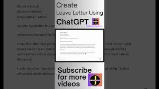 Write Leave Letter using ChatGPT  #chatgpt #shortsfeed #Leave letter #Tech #2024 The JOHNs World