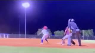 Kid hits pitched ball & foul ball from another field at the same time