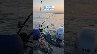 Sunrise on Lake Michigan while salmon fishing. #shorts #stevewinwood #fishing #salmonfishing