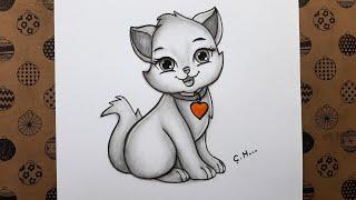 How To Draw A Cute Cat Picture Step by Step The Easy Way Çizim Hobimiz  Easy Cat Drawing