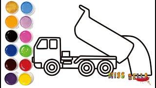 cara menggambar dan mewarnai truk pasir untuk anak  how to draw and color a sand truck for kids