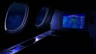 NIGHT Airplane Cabin White Noise Ambience  Flight Map  Call Dings  Reading Studying Relaxing