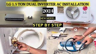 LG SPLIT 1.5 TON 5 STAR DUAL INVERTER AC INSTALLATION  2024 NEW MODEL  AC INSTALLATION #ytviral