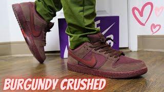 Nike SB Dunk Low Valentines Day Burgundy Crush On Feet Review