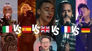 BIG 5 SONG BATTLE - EUROVISION 2024 - Slimane vs. Angelina Mango Nebulossa Olly Alexander Isaak