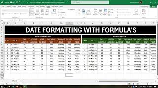 L10 Date Formatting With Formula in Excel 2021 Excel Project Work