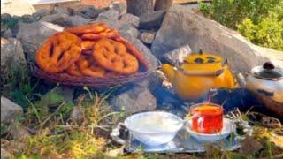 پختن خوشمزه ترین نان کوردی کولیره#viral #nature #cooking #forest #kurdistan