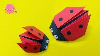 Very Easy Origami Ladybug  FREE Printable Design  Paper Ladybug Tutorial for Kids