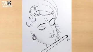Lord Krishna face pencildrawinggod baal Krishna drawing@TaposhiartsAcademy