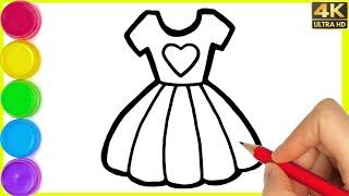 How to draw cute girl dress drawing  Beautiful dress drawing step by step  Dress ka drawing.