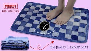 Door mat  Old jeans reuse ideas  पुरानी जीन्स से बनायें खूबसूरत सा door mat