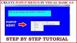 Learn Visual Basic 6 Create and Display Popup menu in Visual Studio Step by Step