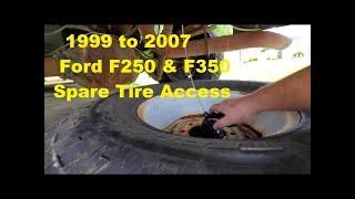 How to Access The Spare Tire On A F250 F350 99 - 007  Step by Step