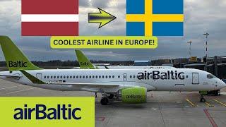 TRIP REPORT  AIR BALTIC  THE COOLEST AIRLINE IN EUROPE  AIRBUS A220-300  FROM RIGA TO STOCKHOLM.