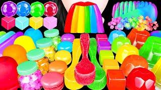 ASMR RAINBOW DESSERTS *EDIBLE SPOONS COLOR CHEESE GIANT JELLY 무지개 디저트 *먹는 숟가락 코하쿠토 EATING MUKBANG 먹방