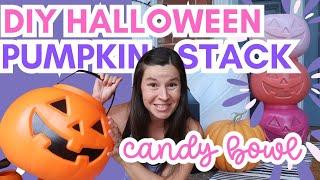 EASY Halloween DIY Viral TJ Maxx Stacked Pumpkin Candy Bowl Tutorial