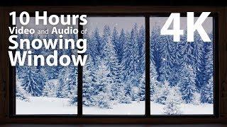 4K HDR 10 hours - Snowing Outside Window - relaxing gentle calming