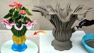 Making unique decorative plant pots at home - Ideas from cement and rags