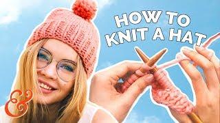 How to KNIT A HAT on STRAIGHT NEEDLES for Beginners Step-by Step