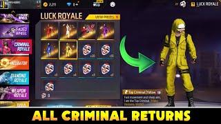 ALL CRIMINAL BUNDLE RETURN ONLY 0.1% PLAYER KNOW ABOUT THIS  GARENA FREE FIRE