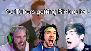 YouTubers getting Rick rolled compilation Read description