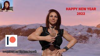 Happy new year female muscle growth animation