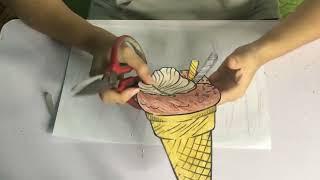 Hướng dẫn cách cắt dán một cây kem