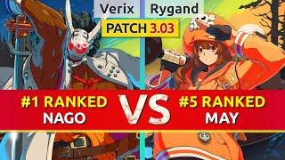 GGST ▰ Verix #1 Ranked Nagoriyuki vs Rygand #5 Ranked May. High Level Gameplay