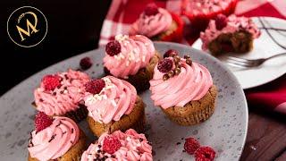 Schoko Cupcakes mit Himbeeren Frosting super saftig ohne Buttercreme