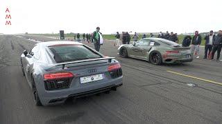 1001HP Audi R8 V10+ TWIN TURBO - 350 KMH Drag Race & SPIN