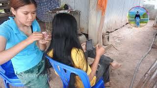 Routine Lightly Oiling for My Long Hair Care Nitpicking  Lice Picking & Simple Hairstyle By Mother