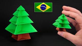 Origami Árvore de Natal 3D - Instruções em Português PT-BR