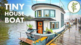 Spectacular Tiny House Boat with The Most STUNNING Interior Full Tour