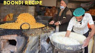 Street Food In Lahore  Besan Boondi Recipe For Dahi Bhalley  Kasuri Pakori House Gawalmandi Lahore