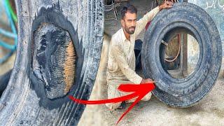 How to Repair Brust Tires  Repairing of Brust Tires  Full video of Repairing  Amazing Technique.